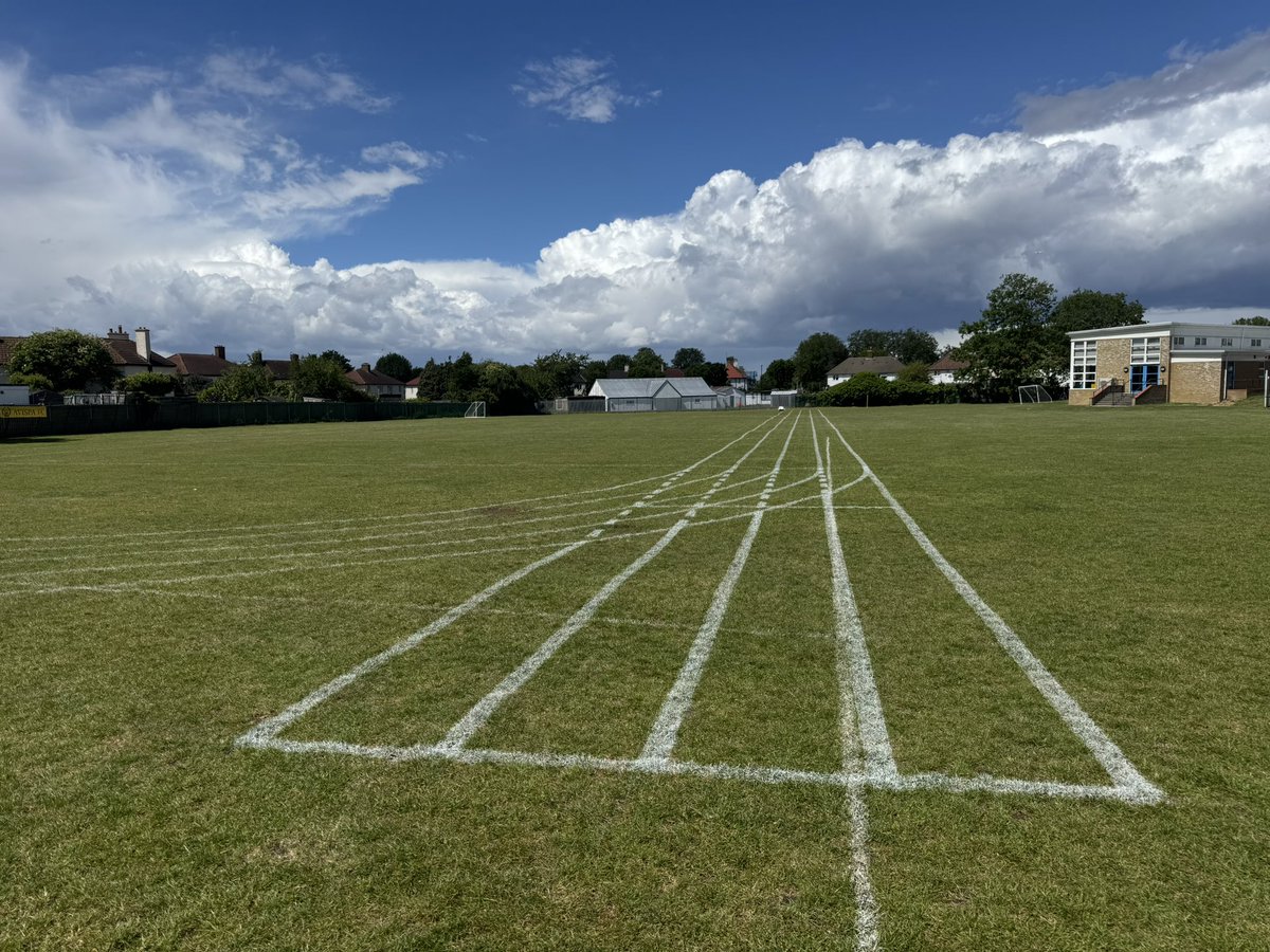 grasslad's tweet photo. Pleased to get a 200m running track with sprint track along the side marked out at a stunning primary school @STJGreat 

Hoping the children win their races

@Bourne_Sport https://t.co/2giifjZtaj