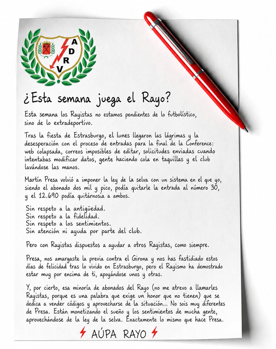 Datos Rayo Vallecano ⚡🇪🇺 tweet media