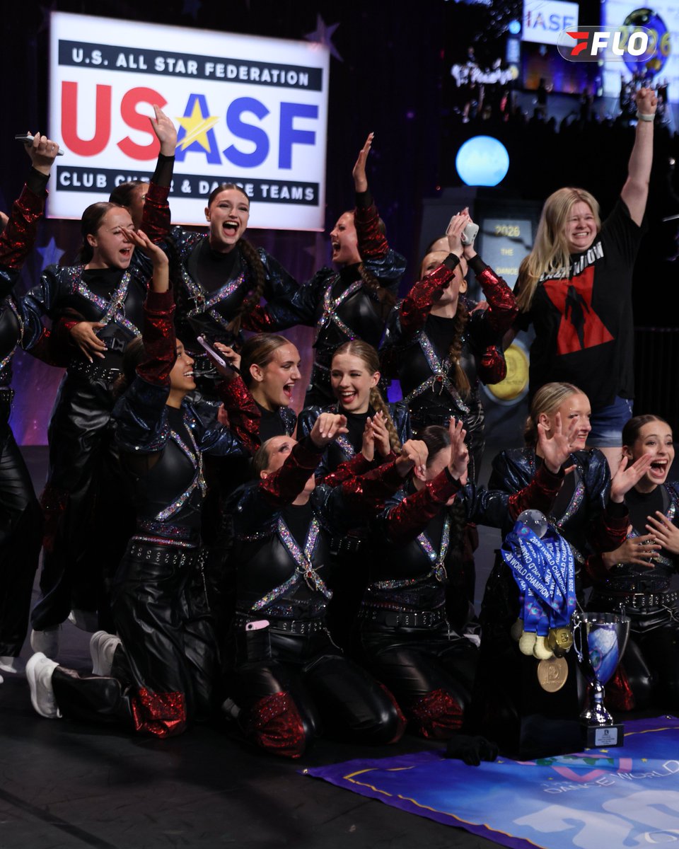 FloDance's tweet photo. Raw reaction to hearing your name called as World Champions 😮👀🌎✨

Dollhouse Dance Factory Black Widow left it all on the floor at #DanceWorlds2026, earning the first-ever Junior Hip Hop world title!

Full album here: https://t.co/qlD2U93vGA https://t.co/ZYeQHN545H