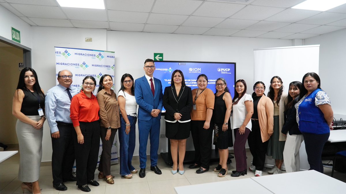 OIM_Peru's tweet photo. Participamos en la clausura del curso “Formación de Formadores para la atención especializada en materia migratoria”, implementado por el Departamento Académico de Psicología @pucp. Esta iniciativa se desarrolla en alianza con @MigracionesPe y gracias al apoyo del @IOMDevFund https://t.co/4WXPf9rcQh