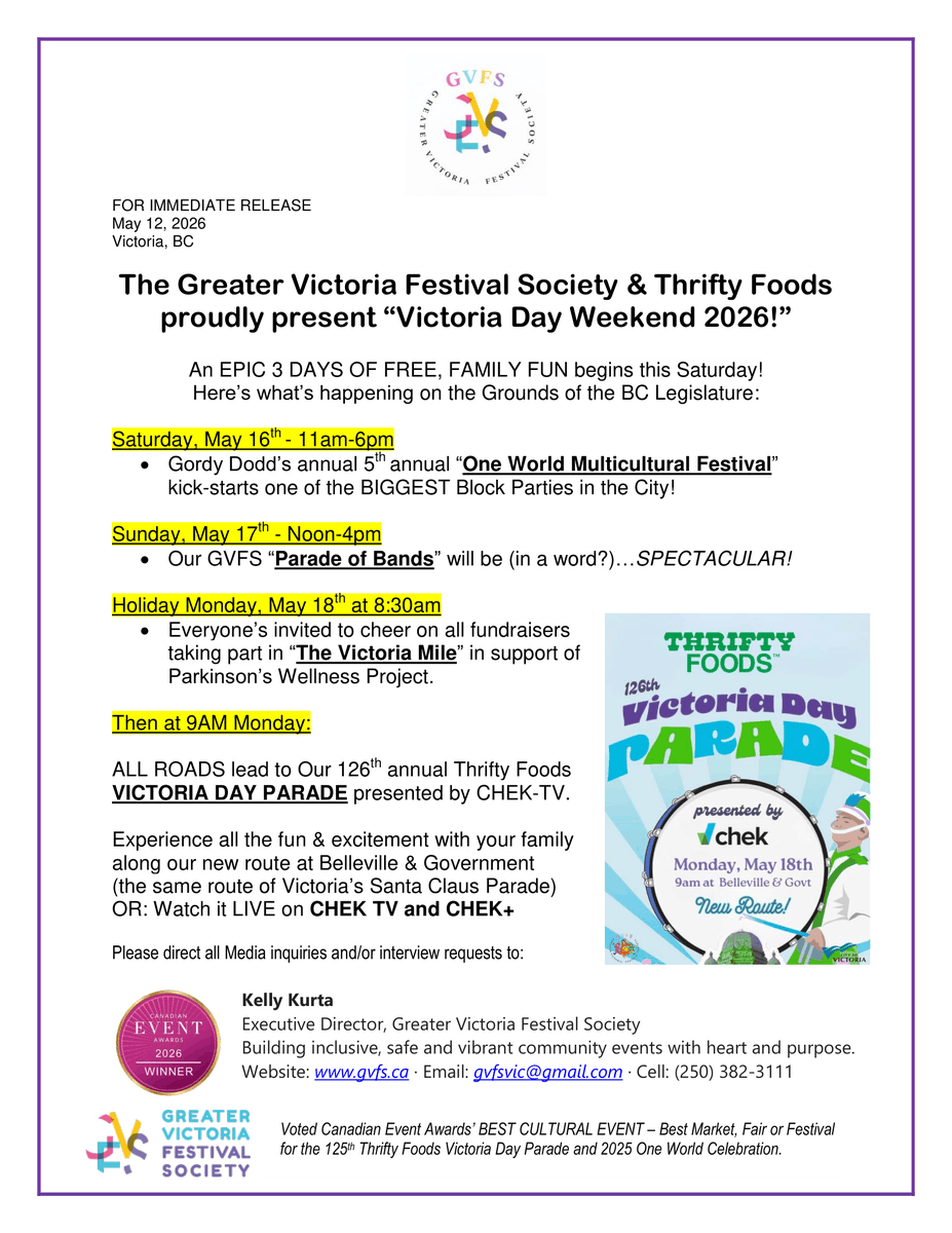 GsDodd's tweet photo. @gvfsvic and @ThriftyFoods proudly present an EPIC 3 DAYS OF FREE, FAMILY FUN! Here’s what’s happening on the Grounds of the BC Legislature starting Saturday at 11: It's @DoddsFurniture's 5th annual One World Festival! https://t.co/hOjFQDPwWg