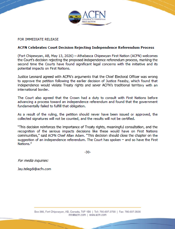 Athabasca Chipewyan First Nation tweet media