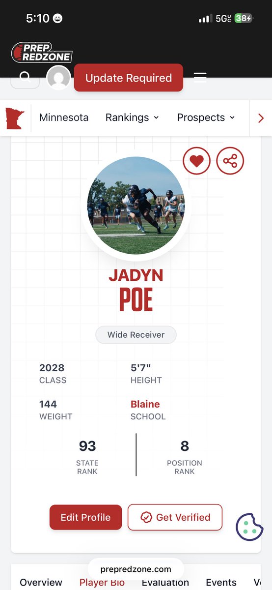 JadynPoe's tweet photo. #AGTG Thank you for the ranking!! @PrepRedzoneMN @RouteRunnersLab @BlaineFootball @nextlevelmn @OJW_Scouting @NWahlScouting https://t.co/IElGOer1iq