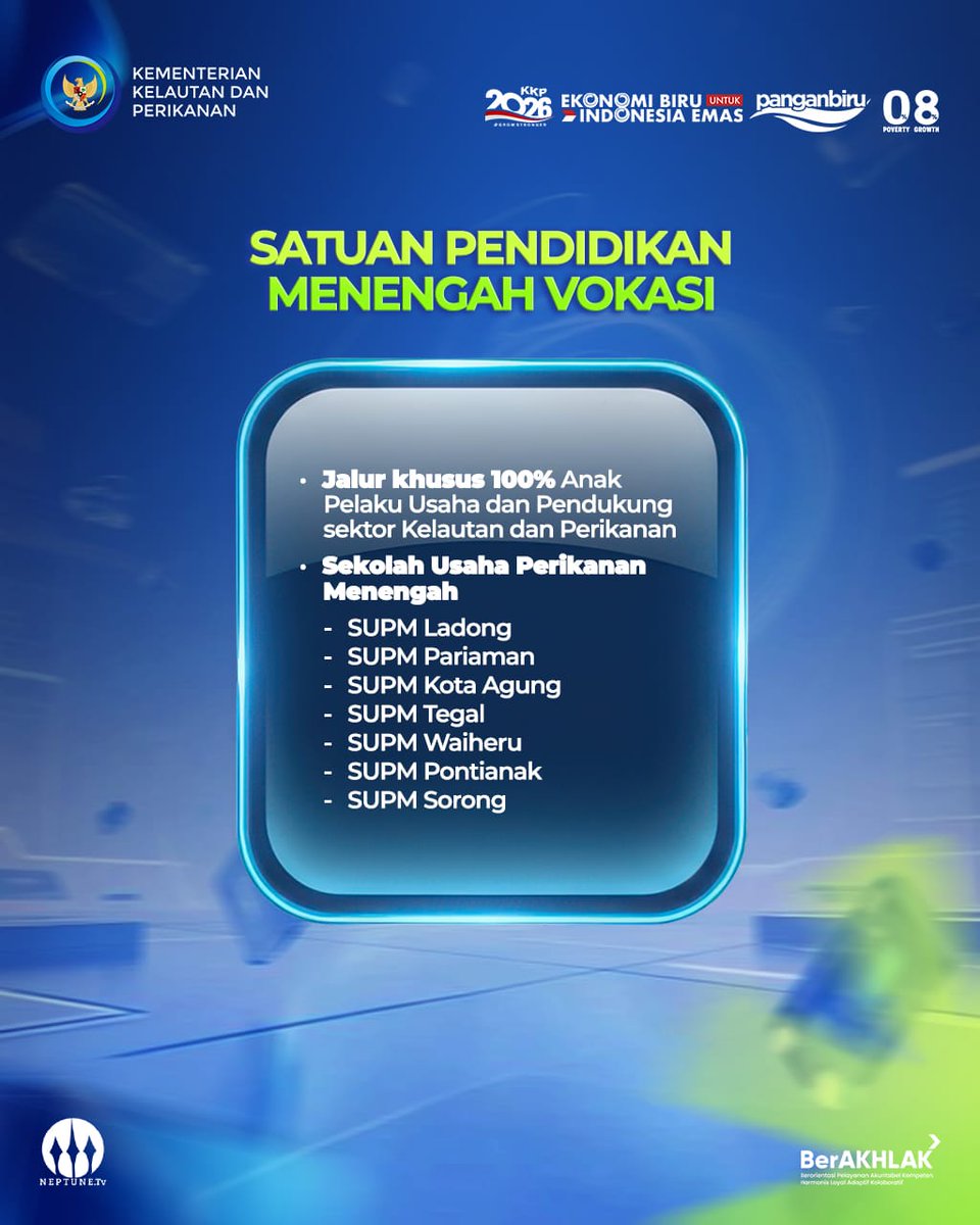 ShintaAsrul's tweet photo. Sahabat Bahari, @kkpgoid resmi membuka penerimaan #PENTARUKKP2026 untuk pendidikan tinggi &amp; menengah vokasi bidang KP. Pendaftaran hanya melalui website resmi pada tautan berikut. YUK, DAFTAR SEGERA!
#2026KKPGrowStronger #KKPGOID @saktitrenggono
#pentarukkp8J9GJ https://t.co/M6xJDABHe8