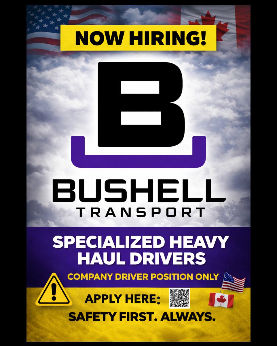 bushelltrans's tweet photo. 📩 **Apply** 🚛 **Canada &amp; U.S. | Specialized Heavy Haul Driver** 🚛

⚠️ **We are a company driver operation only** — no owner-operators or contract drivers.

📩Apply here:
https://t.co/c83VEt2fnV https://t.co/9HTC9iFOen