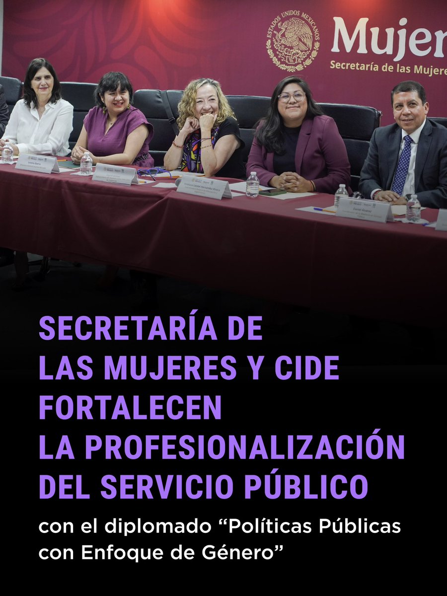 mujeresgobmx's tweet photo. La #SecretaríaDeLasMujeres y el @CIDE_MX concluyeron el diplomado “Políticas Públicas con Enfoque de Género”, dirigido a fortalecer las capacidades del servicio público en el diseño e implementación de acciones que impulsen la igualdad sustantiva y la política de cuidados en México.

(1/3)