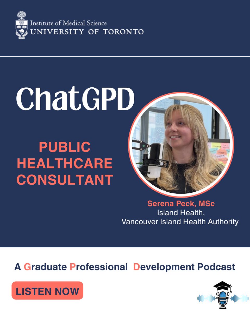 IMSSAuoft's tweet photo. 📢 New ChatGPD Episode Alert!  In this episode, Serena Peck, Public Healthcare Consultant with Vancouver Island Health Authority, shares how she moved from research to community-based work.

Listen or watch now: YouTube: https://t.co/MIGPSYa7ZS
Spotify: https://t.co/xkbDKx6EtF https://t.co/980PJsF9dy