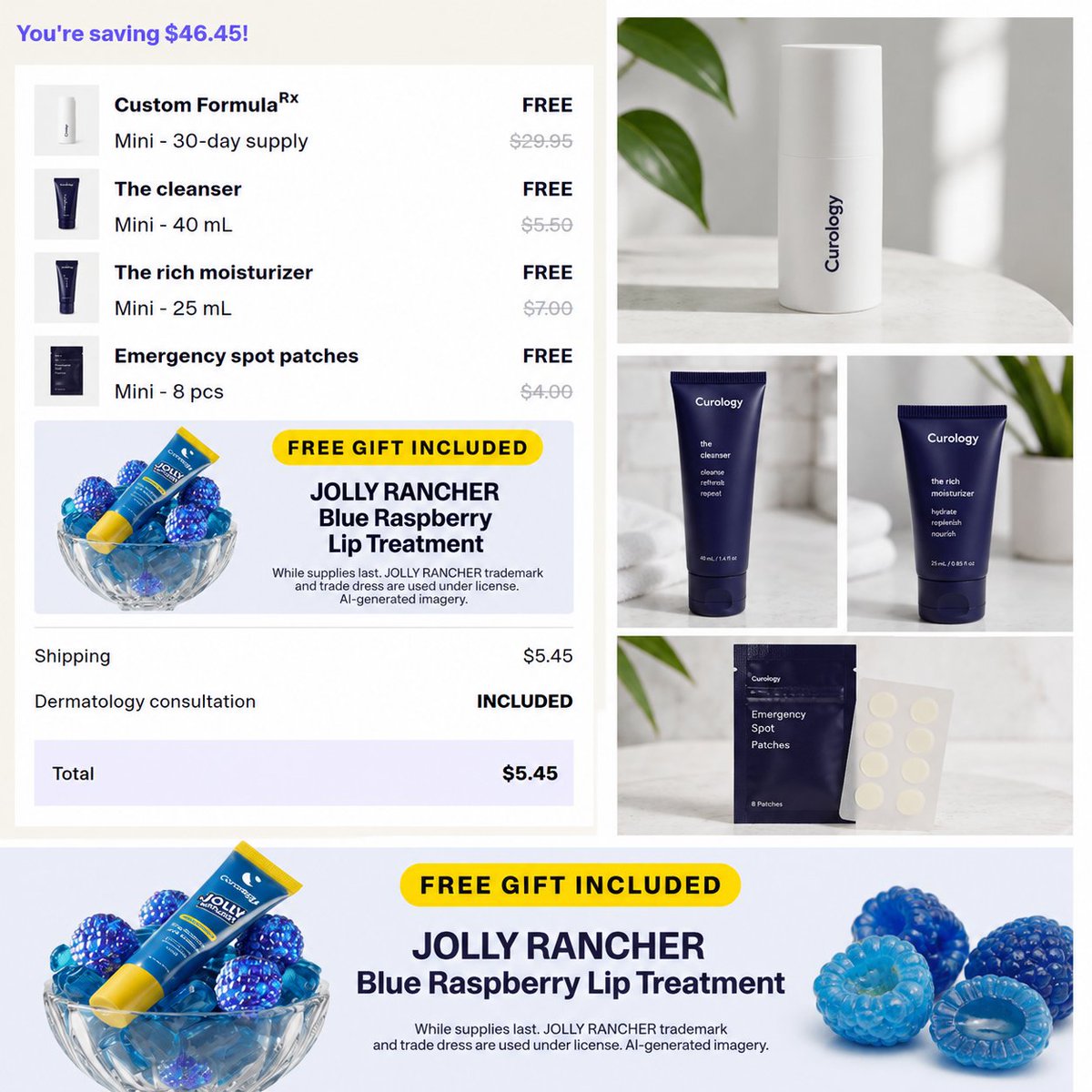 Jolly Rancher Patch #ad 💙 FREE skincare routine + FREE JOLLY RANCHER lip treatment?! 👀 Just ...