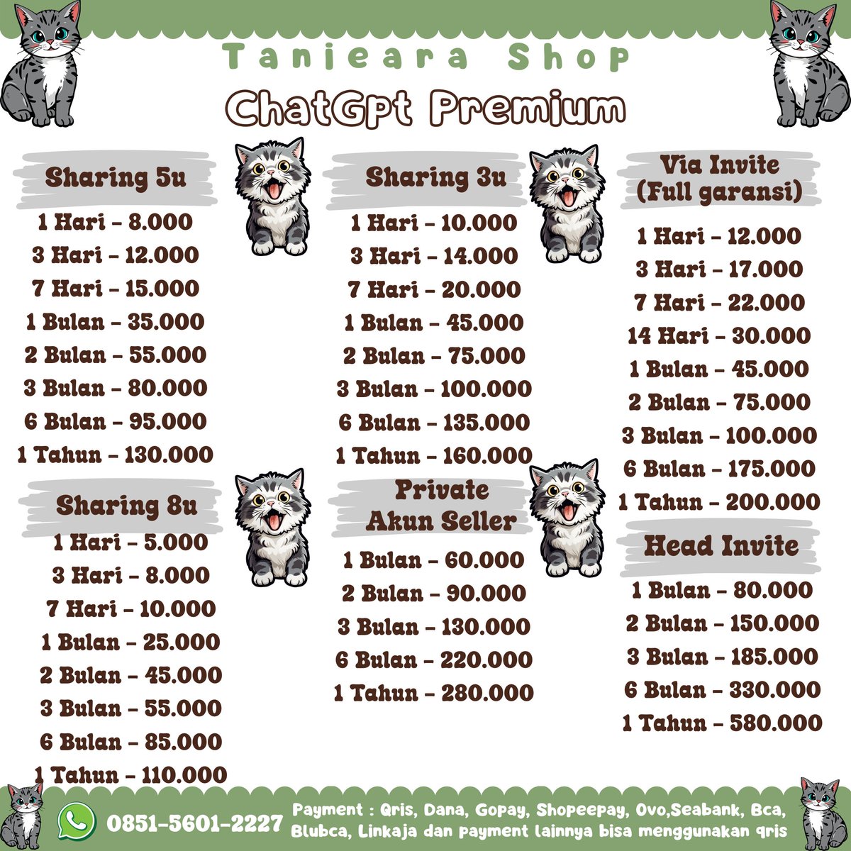 Tanieara | qris, fastresp wa & testi 200++ di bio tweet media