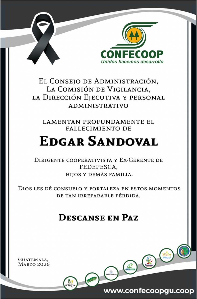 ConfecoopGT's tweet photo. NOTA DE DUELO https://t.co/hhJPRQUVbw