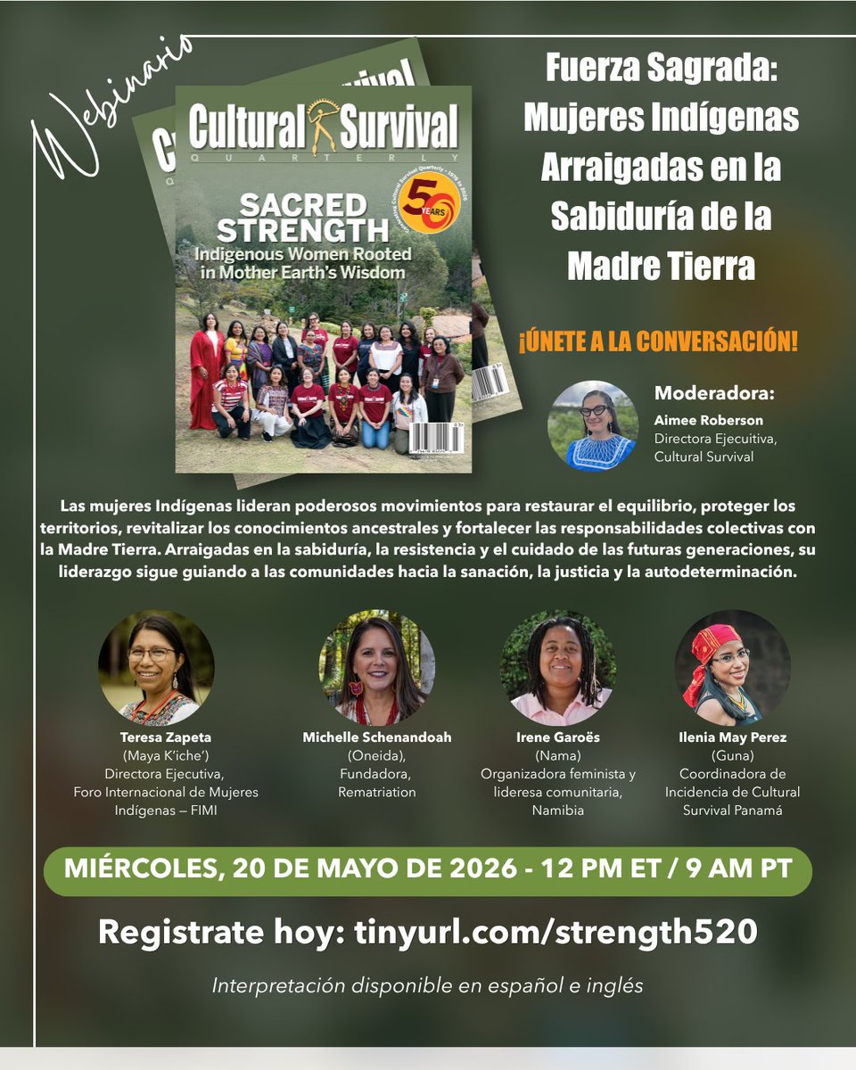 CSorg72's tweet photo. Únete a esta conversación sobre el liderazgo y la libre determinación de las mujeres Indígenas con voces de distintas partes del mundo.

Regístrate hoy: https://t.co/uP3rJHQrtg

#MujeresIndígenas #SabiduríaAncestral #CSQ https://t.co/i71ifOqVSS