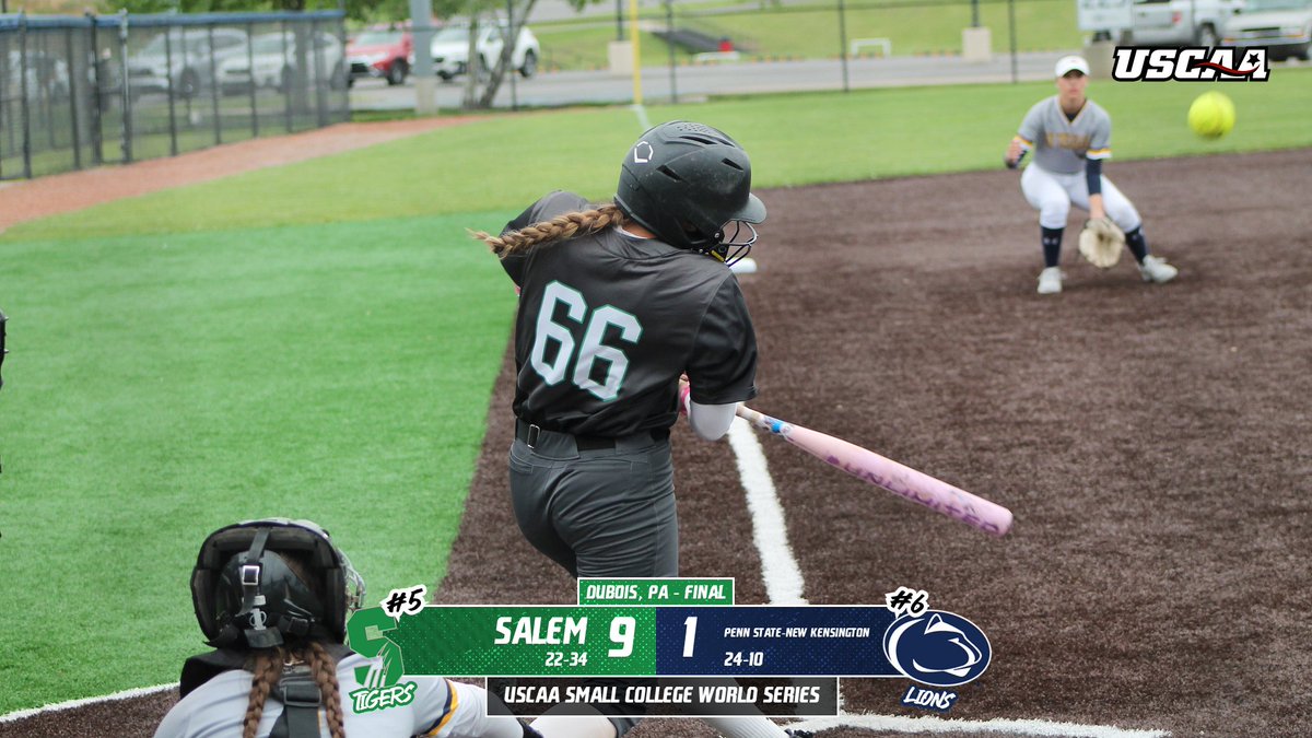 SalemUTigers's tweet photo. Salem Softball cruises past the competition (and a lengthy rain delay) to advance to the final round of the @USCAA Small College World Series! #DefendTheDen https://t.co/6dKWzQLoU9