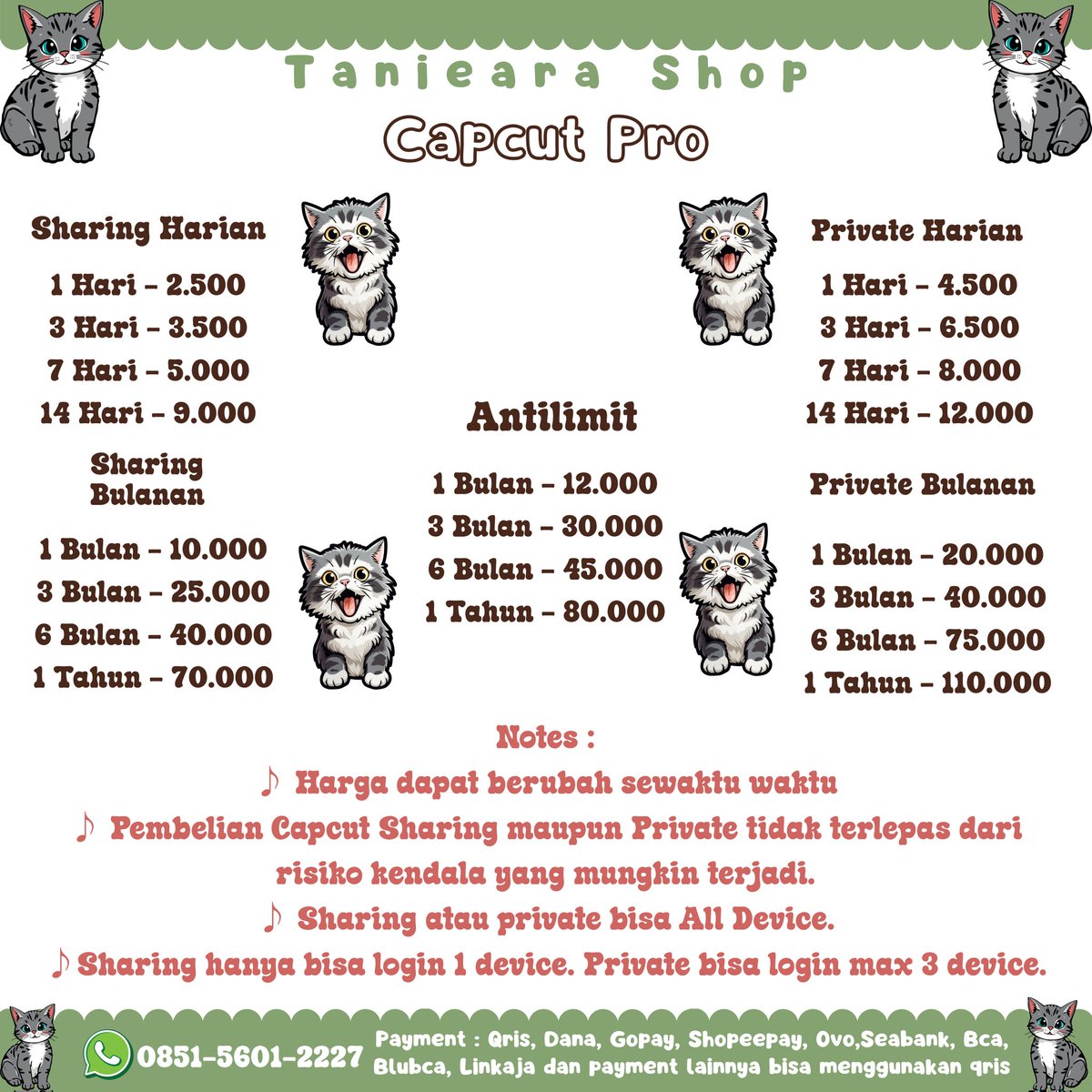 Tanieara | qris, fastresp wa & testi 200++ di bio tweet media