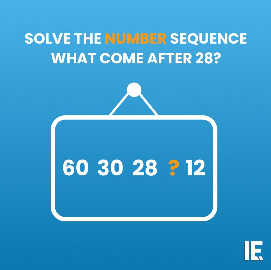 IntEngineering's tweet photo. Not every sequence is as simple as it looks. This one hides a twist — can you spot the pattern and find what comes after 28? Drop your guess in the comments!
#iequiz #puzzle #numbers #brainteaser #engineering #interestingengineering https://t.co/qwsk0oTK7w