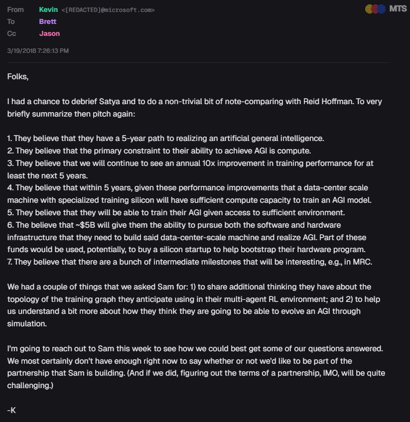 In 2018 OpenAI execs felt they had a 5 year path to AGI, with their ...