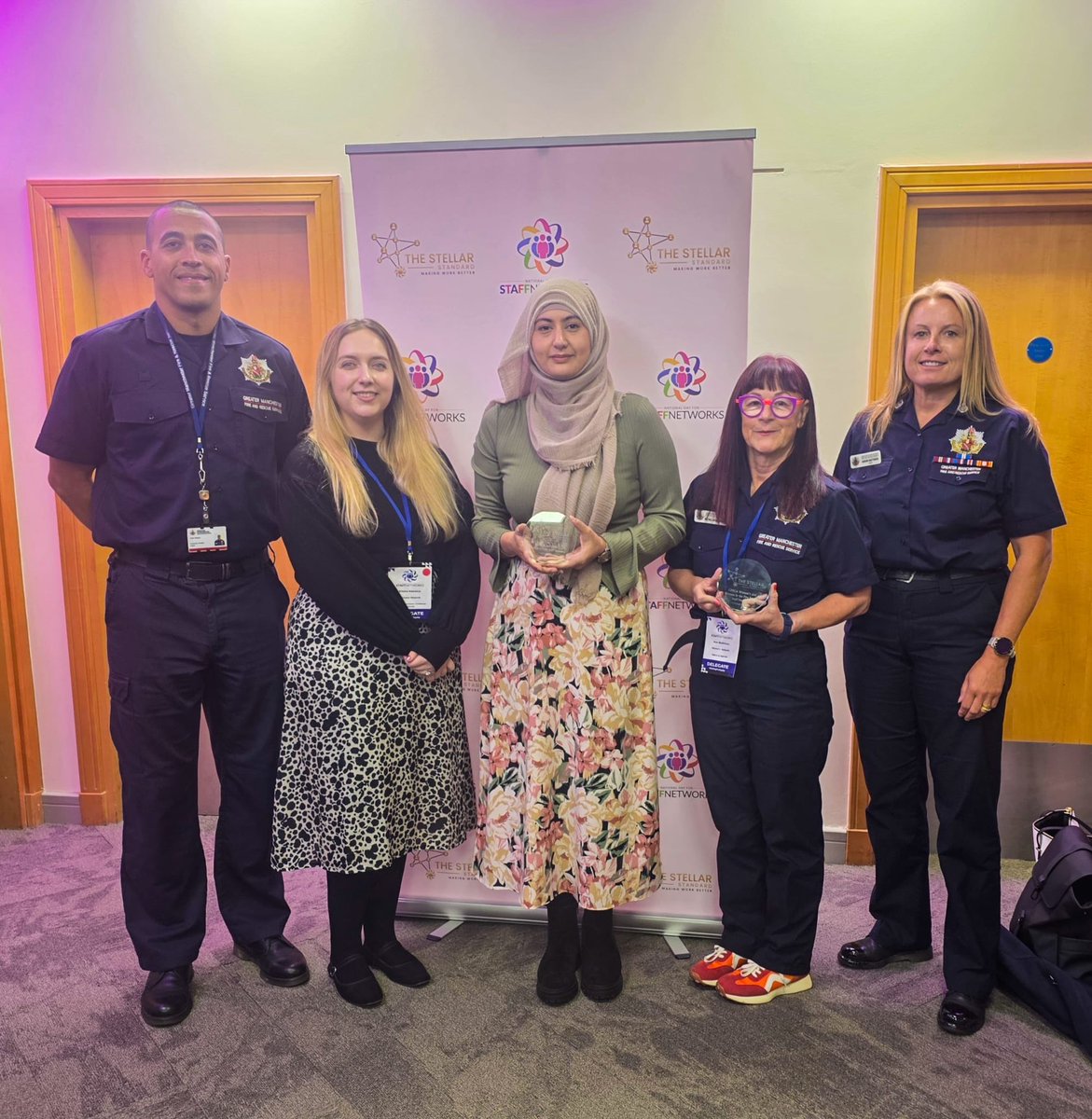ACFONattrass's tweet photo. Absolute honour to attend the National Day for Staff Networks Conference with amazing @manchesterfire @greatermcr colleagues. So proud to see them receive awards for their outstanding contributions to our Womens and Race and Faith Staff Networks ❤️🚒🔥 https://t.co/DVTtUfrsar