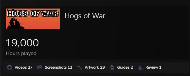 BobbyGotelee's tweet photo. Well, well, well... 19,000 hours of #HogsOfWar playtime. A nice surprise, before my 30th Birthday as well! That does mean I am 1,000 hours away from the big 20k! And, spoiler alert for the future, I have a special project planned for then! One final 1,000 hour push before then!π· https://t.co/zWlHFiaDgl