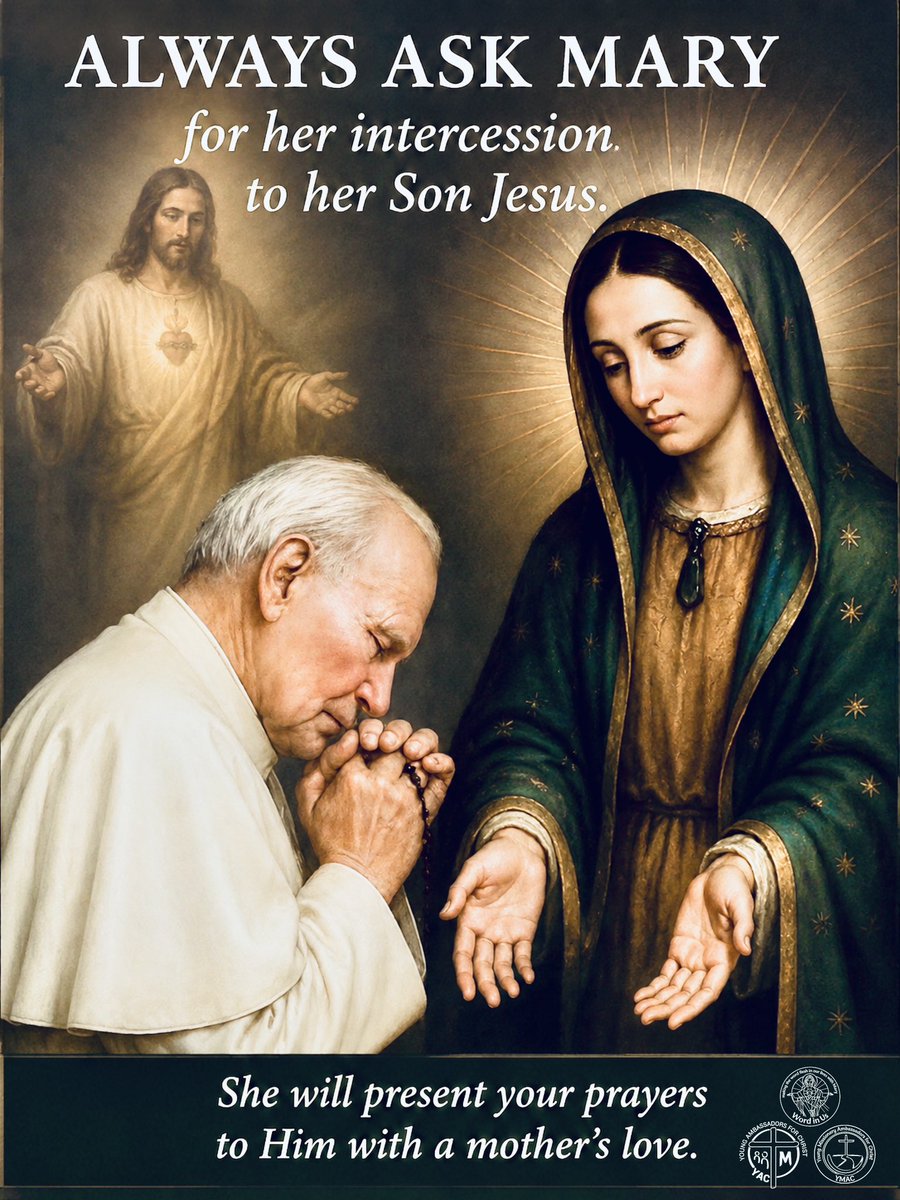 WORDinUS's tweet photo. When life becomes heavy, uncertain, or painful, never be afraid to run to Mary.
A mother never keeps her children away from Jesus — she always leads them closer to Him.
“Holy Mary, Mother of God, pray for us.”
#MamaMary #IntercessionOfMary
#YAC #YMAC #WordInUs
#PrayAlways https://t.co/aHQeqcXd3b