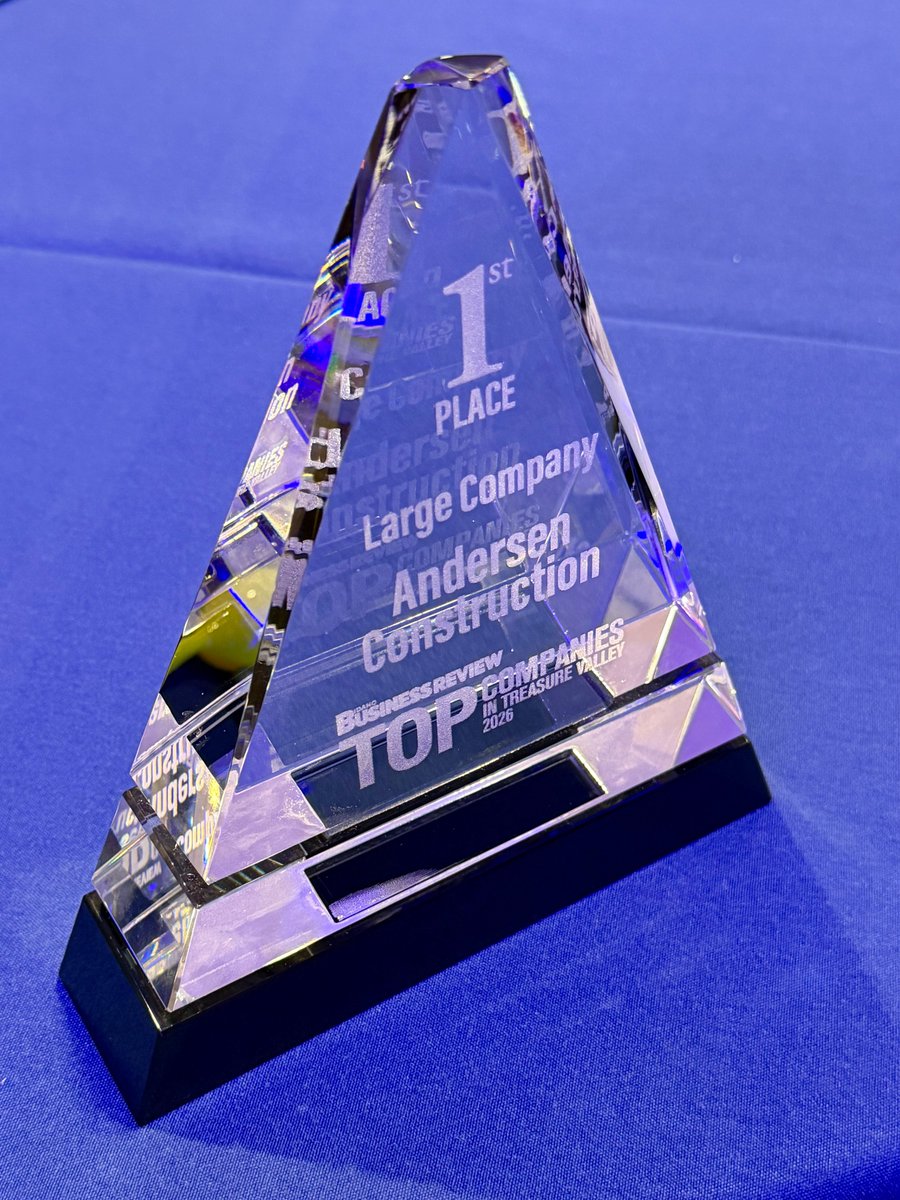 Andersen_Const's tweet photo. We received 1st Place for Large Business in IBR’s Top Companies in the Treasure Valley for 2026! This recognition reflects the dedication, collaboration, and culture our team brings to every project and community we serve. Thank you to our employees, clients, and partners! https://t.co/cazfRbL6Kr