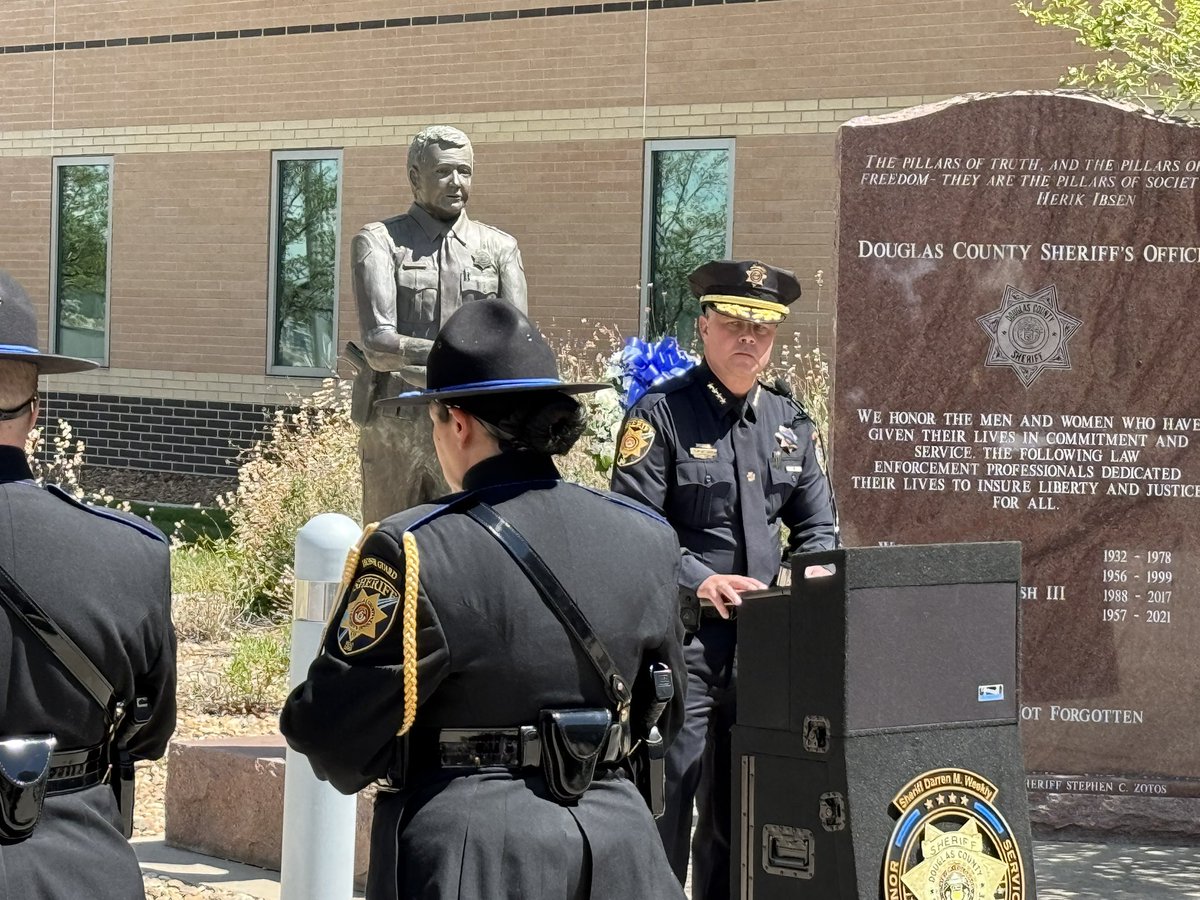 23rdDA's tweet photo. "You are the very best of Douglas County. The very best of our community." Senior Deputy District Attorney Nate Marsh from the 23rd Judicial DA's Office, speaking with @dcsheriff @SheriffWeekly on #NationalPeaceOfficersMemorialDay. https://t.co/ahr2KLQpBW