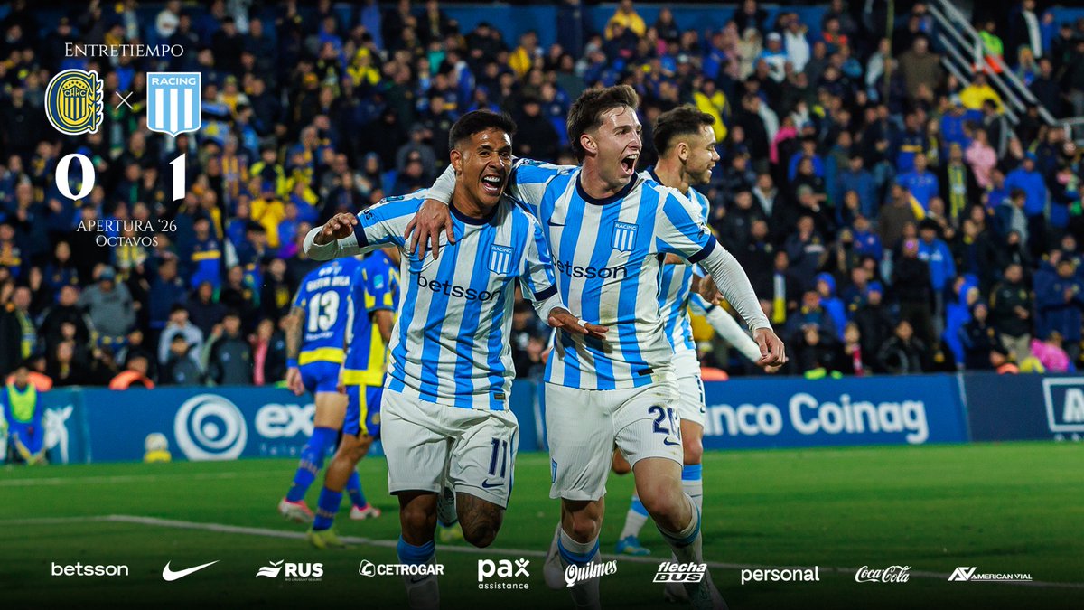 ChileFilialRC's tweet photo. Primer terminado en Rosario con ventaja para La Academia

Rosario Central 0-1 @RacingClub
⚽40' Zaracho

🩵🤍AGUANTE RACING🩵🤍
#RacingClub
#VamosRacing
#TorneoApertura2026
#RacingChile
#RacinguistasEnChile https://t.co/bQvMWa04qI