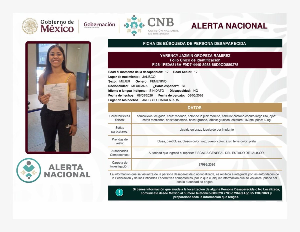ALERTA AMBER JALISCO tweet media