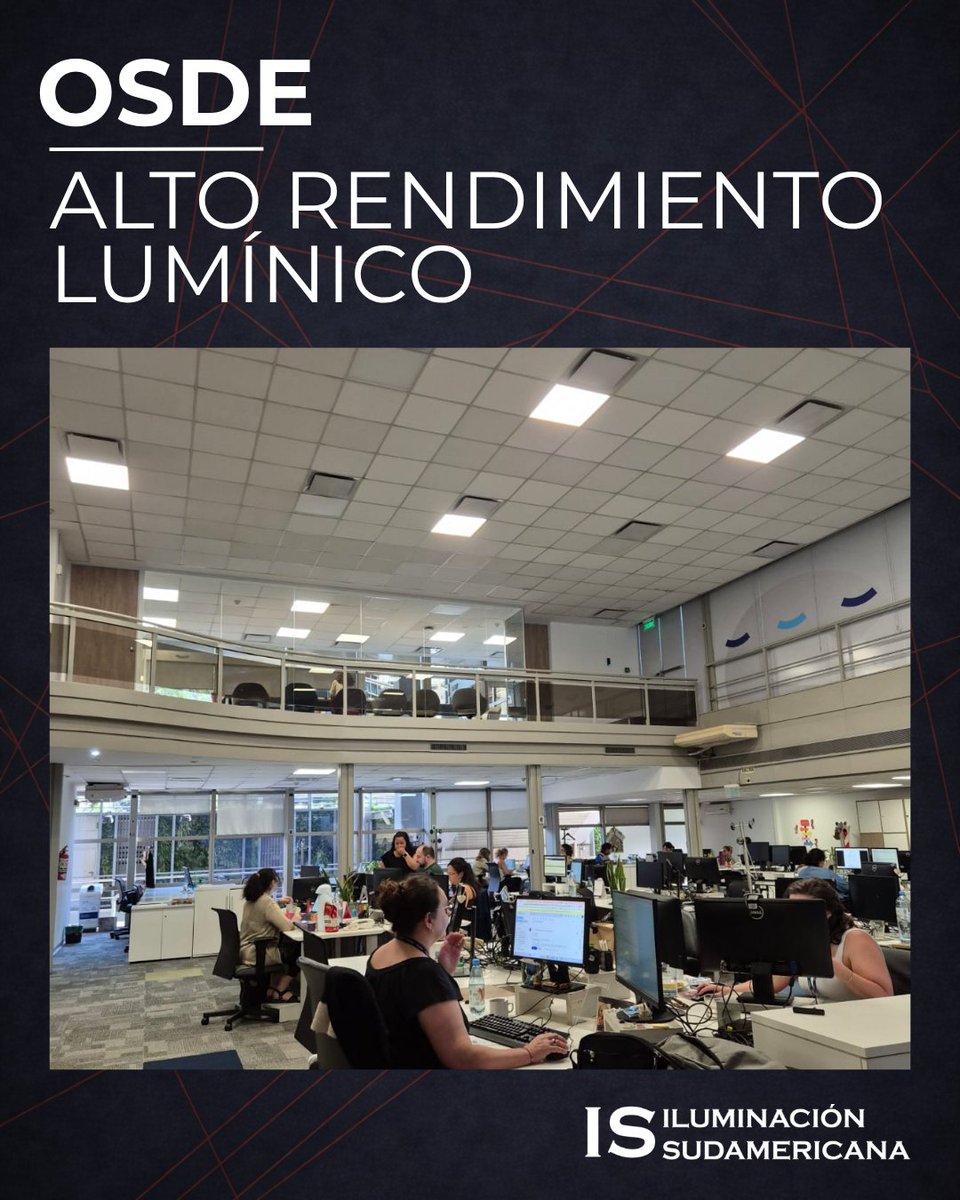 ISIluminacion's tweet photo. La luz es el pulso de un espacio de trabajo. 
Para las oficinas de OSDE, implementamos una propuesta lumínica pensada desde el bienestar y la ergonomía visual. Utilizamos sistemas de paneles LED de embutir que se integran de manera impecable en el cielorraso modular #Lightdesign https://t.co/fjGRwjFJtA