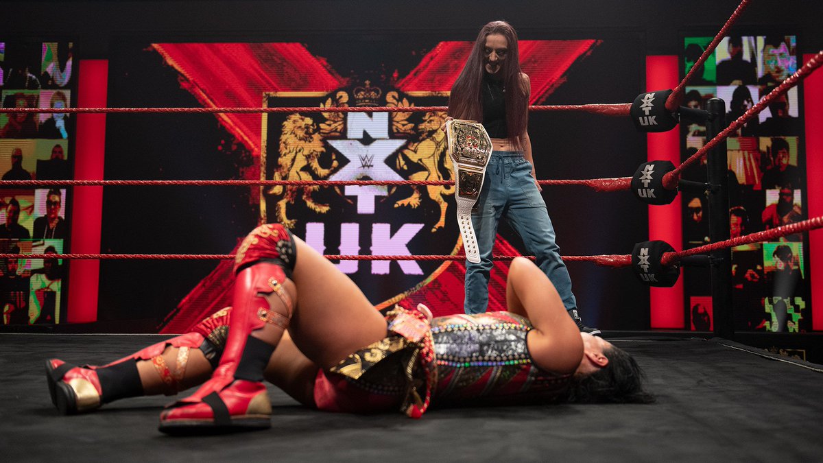 NXTUK_Legacy's tweet photo. May 13, 2021:

At BT Sport Studios, @satomurameiko defeated @RealIslaDawn, @MMckenzieWWE, @DaniLuna_pro and @JinnyCouture in the No. 1 Contender's Gauntlet Match, and then was kicked in the face by #NXTUK Women's champion @KLR_KayLeeRay.

📸 WWE https://t.co/fr1Tt8gQ9v
