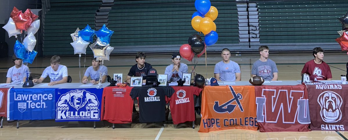 BaseballJenison's tweet photo. Congrats to the 8 of our senior athletes going to play at the next level! 
(6 Baseball 2 Football) 

Thank you for all you have done for the program, we are so proud of you and wish you luck with your next step. https://t.co/vL2N01XNIy