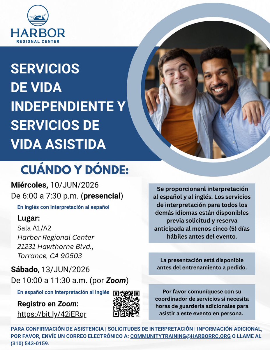 HarborRC's tweet photo. Participé en el taller de Harbor sobre "Servicios de Vida Independiente y Servicios de Vida Asistida" . El personal de Harbor presentará la información y responderá a sus preguntas. Por favor vea el folleto para información de registración. https://t.co/s1gWMUQS4j