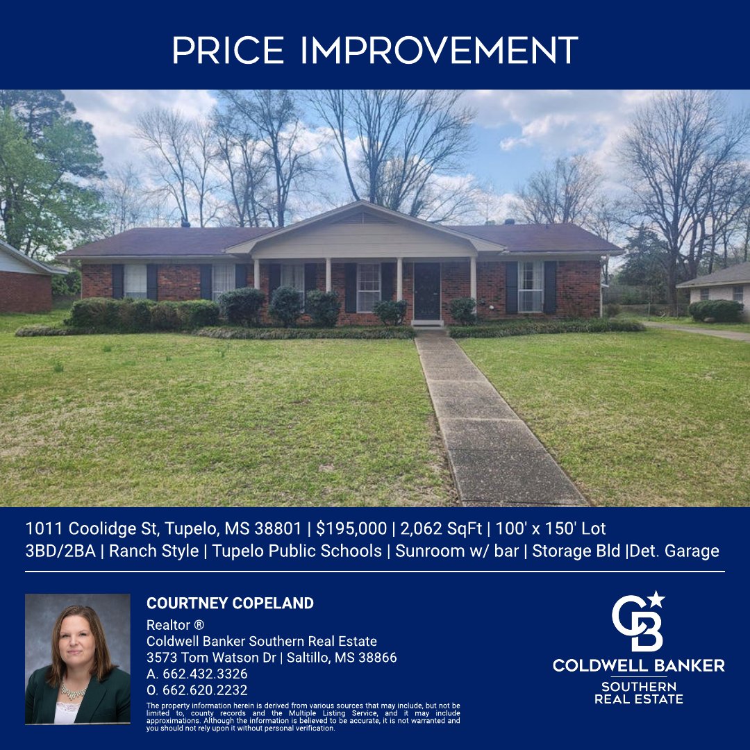 CBSouthern1's tweet photo. We have a new listing in #Amory, as well as, listing updates to listings in #Iuka, #Saltillo, and #Tupelo.  Coldwell Banker Southern Real Estate - 662.620.2232 https://t.co/ZBX9WZz3qH
