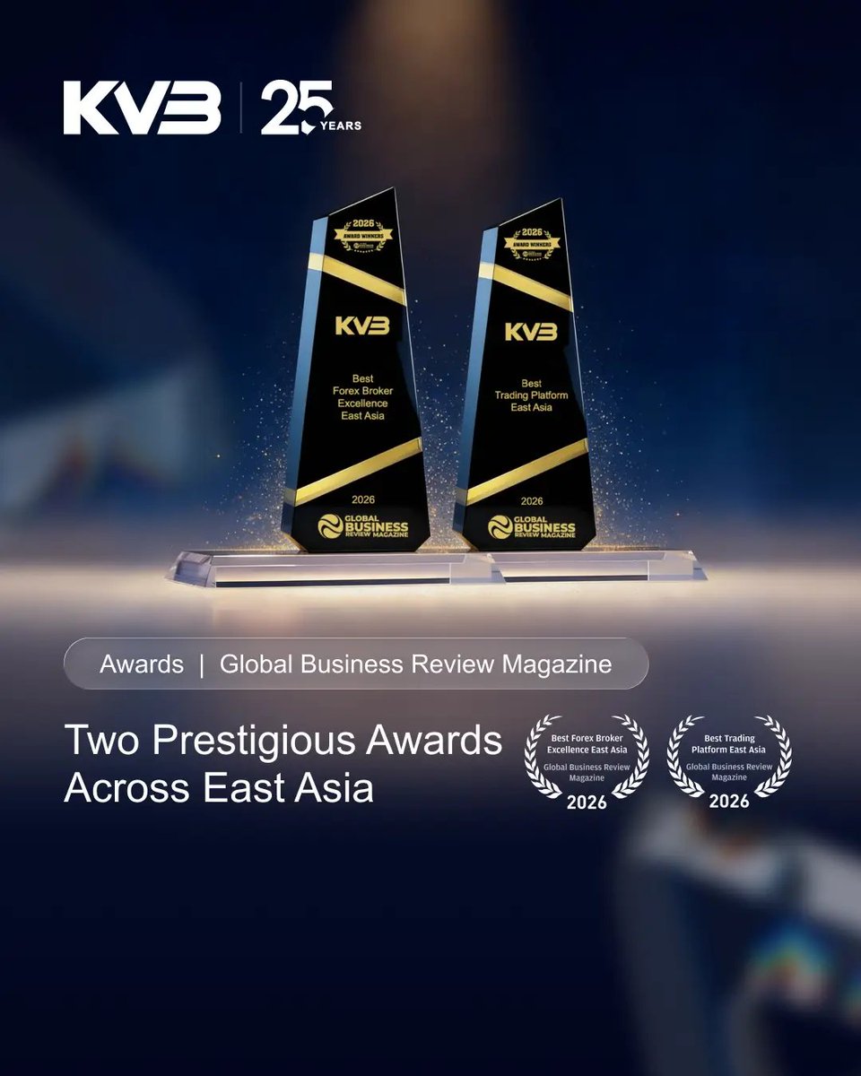 kvb_india's tweet photo. We are proud to announce that KVB has been officially recognized by Global Business Review Magazine with two prestigious awards:
🏆 Best Forex Broker Excellence East Asia 2026
🏆 Best Trading Platform East Asia 2026
#KVB #Forex #Trading #Fintech #EastAsia #Award #GlobalBusiness https://t.co/tkSNTROWMe