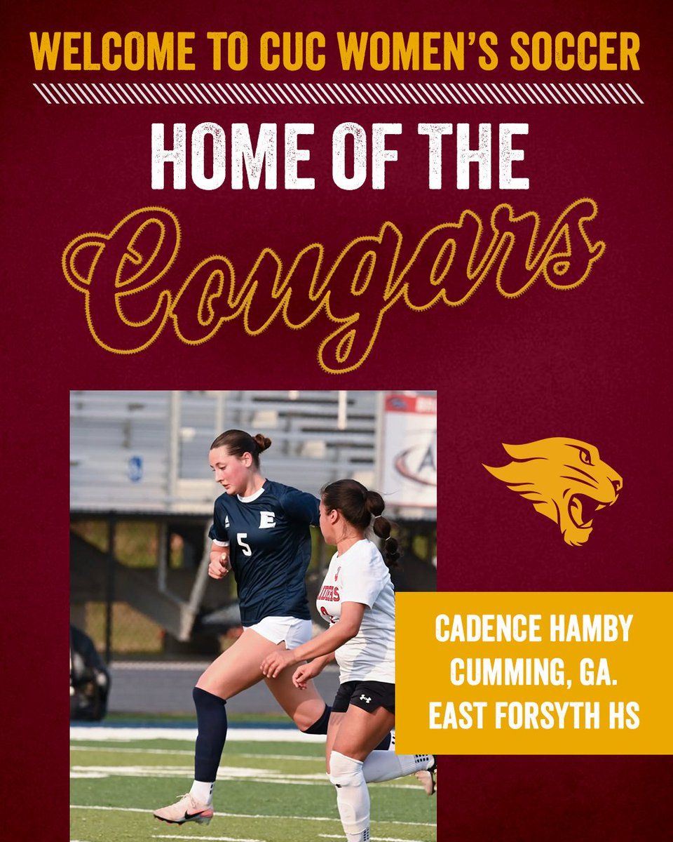 CUCWSOC's tweet photo. Who’s excited to welcome another new family member for the 2026 season❓

Give it up for our forward from Cumming, Georgia.

Welcome to the CUC Family, Cadence Hamby! https://t.co/Ms7aIKT3TV