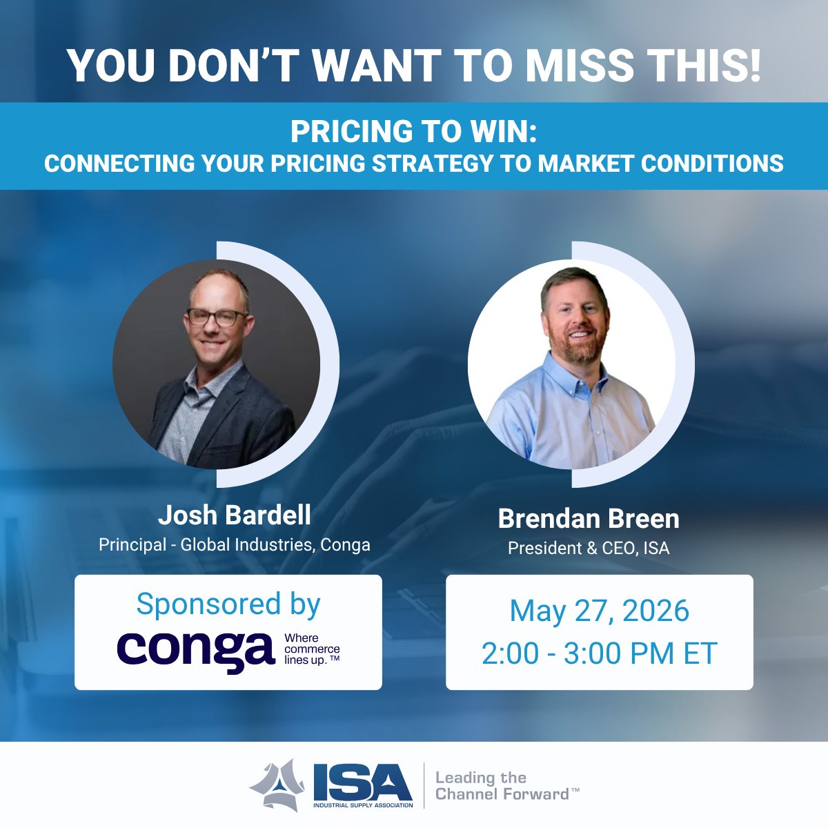 ISAssoc's tweet photo. Pricing strategy is harder when the market moves. Join @isapartners on May 27 with Josh Bardell &amp; Brendan Breen to learn how to connect pricing to real market conditions and communicate changes with confidence.

Register: https://t.co/x3zskPrKde

#ISAWebinar #PricingStrategy https://t.co/KQsNyop7oy