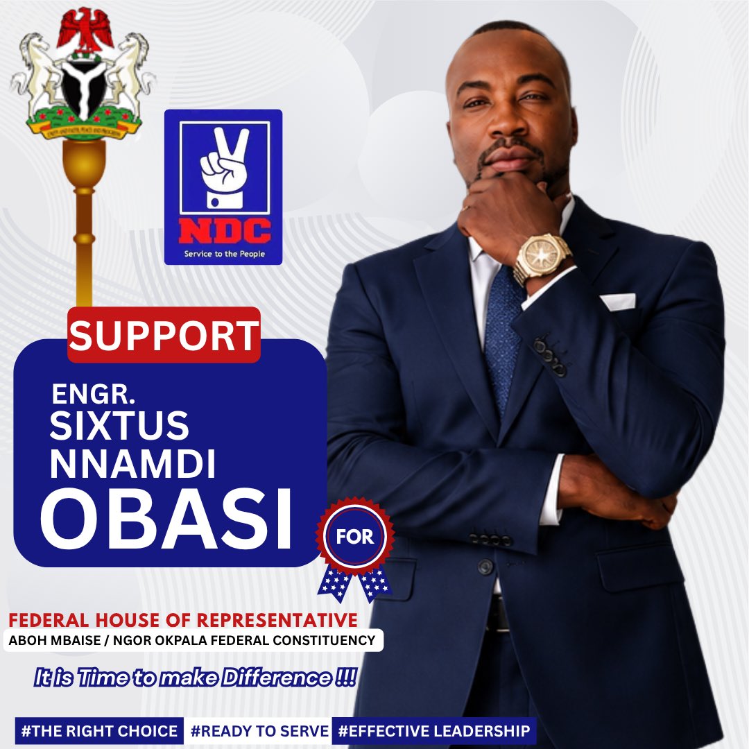 EngSixtus's tweet photo. Together, let us support a leader with capacity, compassion, and commitment to serve.  
Together, let us move Abor Mbaise / Ngor Okpala Federal Constituency forward.  

Support Engr. Sixtus Nnamdi Obasi for Federal House of Representatives.  
A new era of progress begins now. https://t.co/lvD7nhoDYC