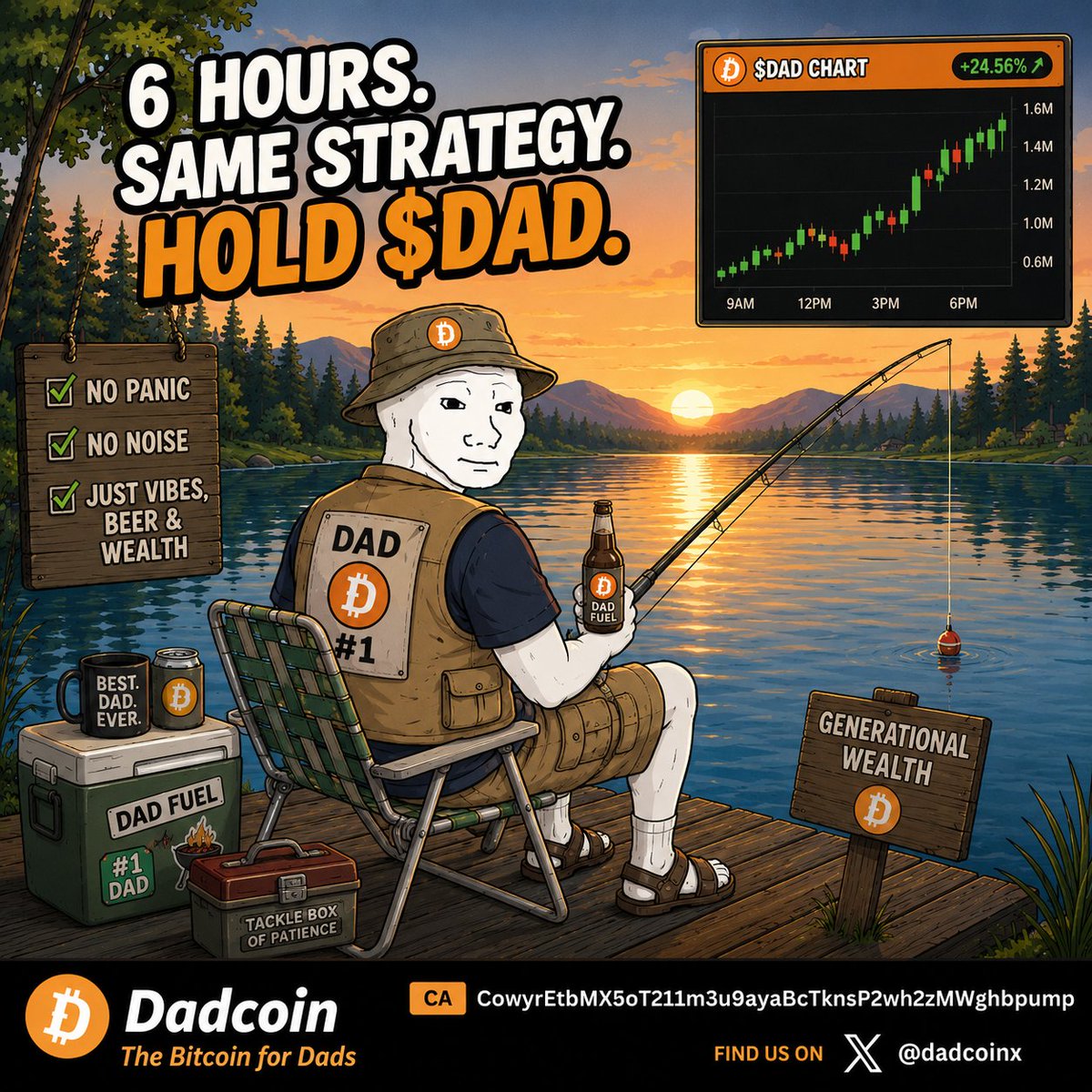 SimopLabs's tweet photo. Dadβs been staring at this lake for 6 hours
Same strategy for holding $DAD.π£
No panic
No noise
Just vibes, beer and generational wealth
CA: CowyrEtbMX5oT211m3u9ayaBcTknsP2wh2zMWghbpump
@dadcoinx
#Dadcoin #BitcoinForDads #Solana #Memecoin #FishingDad #Wojak #CryptoTwitter #DadLore #MemeCoinSeason
@DadCoinX