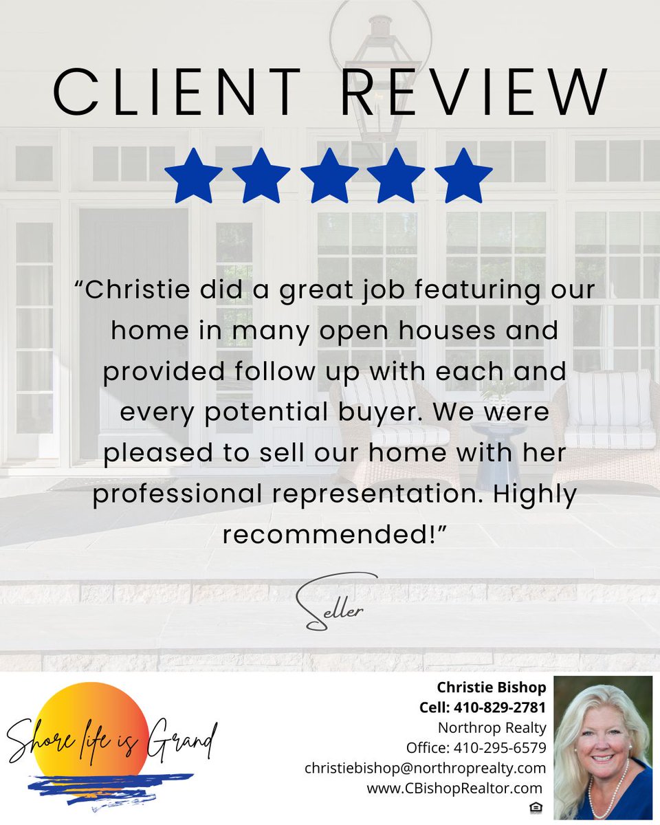 CBishopRealtor's tweet photo. The best compliment I can receive is a referral or a kind review 💬 Thank you for your support and trust throughout the process!

https://t.co/QIvS5nGLtg

#northroprealty #realestate #easternshore #buy #sell https://t.co/Bc8enkgapj