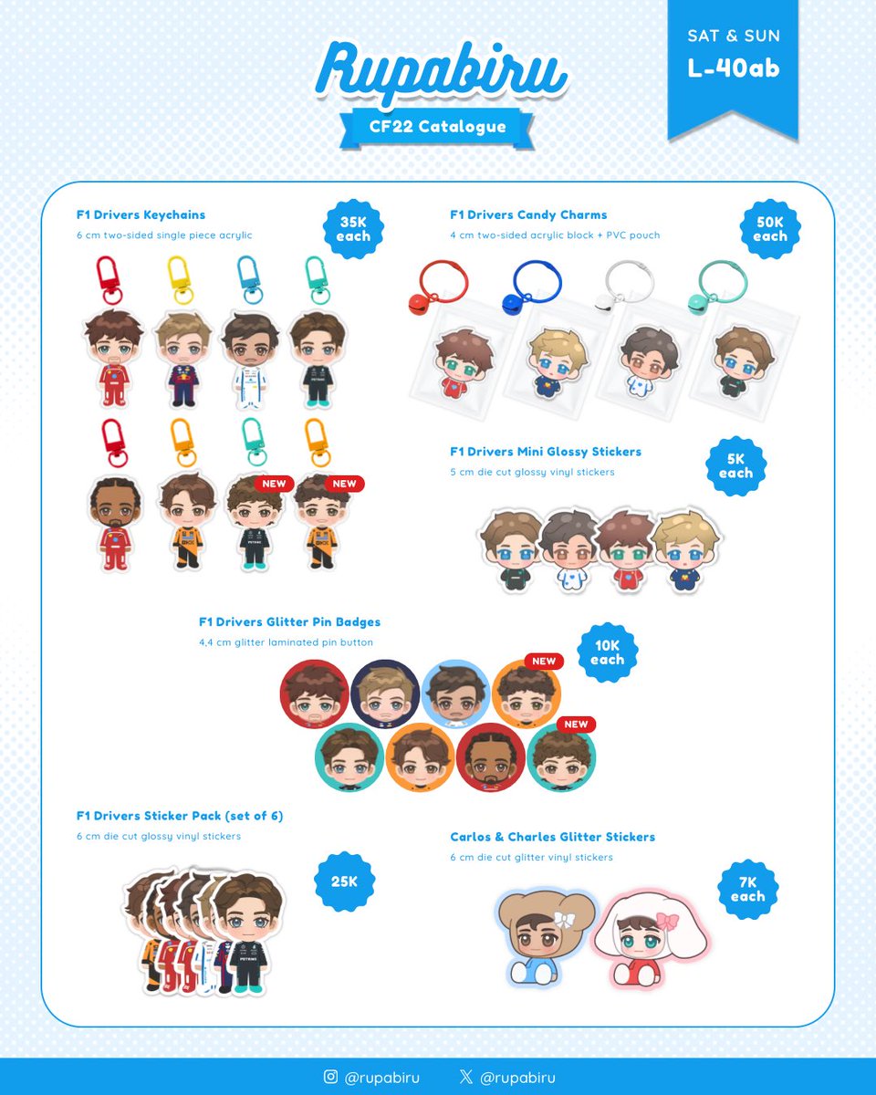 rupabiru's tweet photo. [RTs shares &amp; likes are appreciated!]

hello~ this my final ots catalogue for #comifuro22 i will be at L-40 on both days. NO BOOKINGS! first come first serve 🙇🏻‍♀️

⭐️ F1 (Formula 1)
💗 Nijisanji JP (mainly chronoir)
🤍 Hololive

#comifuro22catalogue more below ↓ https://t.co/FOvYpR2F0k