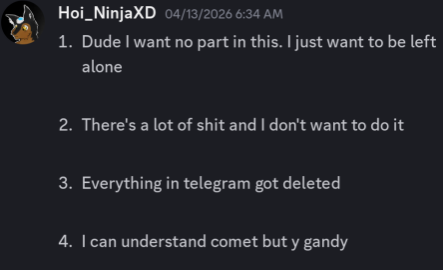 L_real_taker's tweet photo. Hoi had been getting forced by comet to protect his reputation, if he didnt comply a victim of his antics known as theawkwardestdeity would be framed as a pedo. Unfortunately Koda once again deleted all the evidence on telegram. https://t.co/faoB70Lyr8