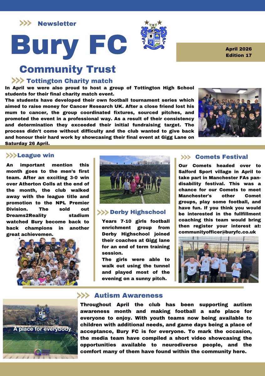 Buryfc_cotrust's tweet photo. April has been and gone and so have some important events…🚨

#buryfc | #bfc140 | #newsletter https://t.co/gfY8r79cb3