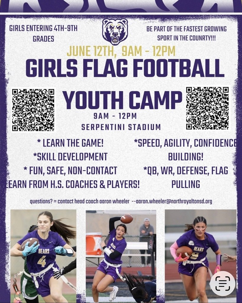 NoRoElem's tweet photo. Attention current 3rd and 4th grade girls! Check out the following info about our NoRo Flag Football Camp with Mr. Wheeler! https://t.co/EDuQoIekFf