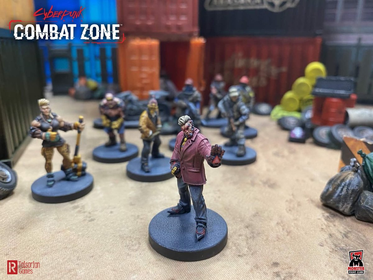 MonsterFight31's tweet photo. You can always count on the Wild Things to set up challenge rings in random locations around the Combat Zone in Night City on any given evening. 

Painted by @Ellmopaints

#CyberpunkRED #CyberpunkREDCombatZone #Cyberpunk2045 #TabletopGames https://t.co/Kg7fx90Nx5