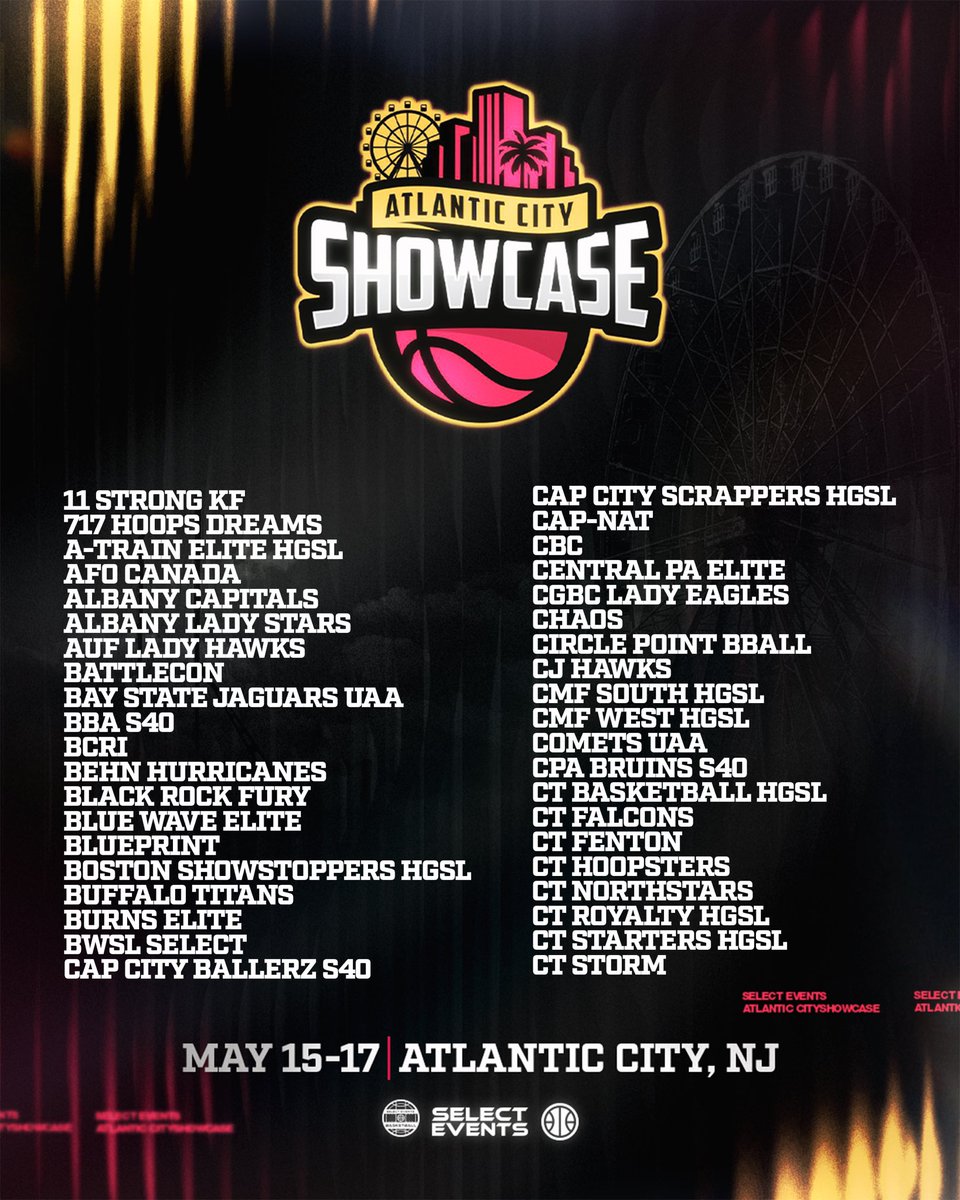 SelectEventsBB's tweet photo. Atlantic City Showcase Teams List 🌊 https://t.co/bj8lzLsmW4