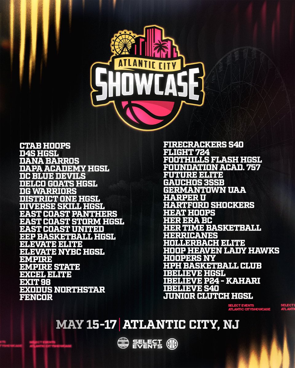SelectEventsBB's tweet photo. Atlantic City Showcase Teams List 🌊 https://t.co/bj8lzLsmW4
