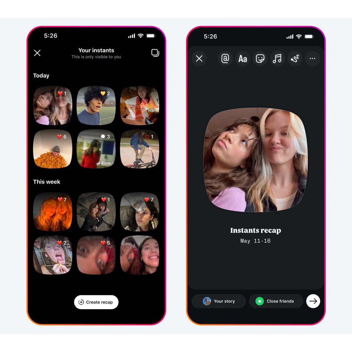 InternetH0F's tweet photo. Instagram has launched a new app called 'Instants'

This new standalone app allows for sharing unedited photos in the moment that expire after viewing https://t.co/P2hcwFnJ9g
