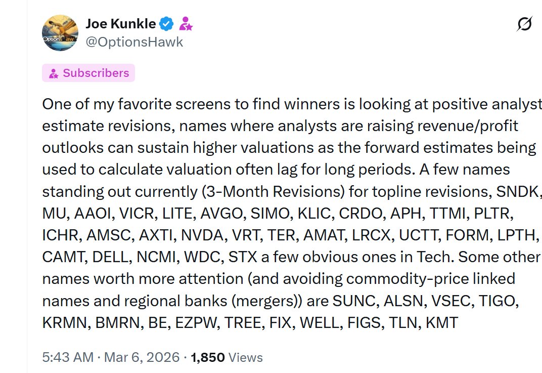 OptionsHawk's tweet photo. Screener success...these have done quite well ha https://t.co/mEdRGY40gr