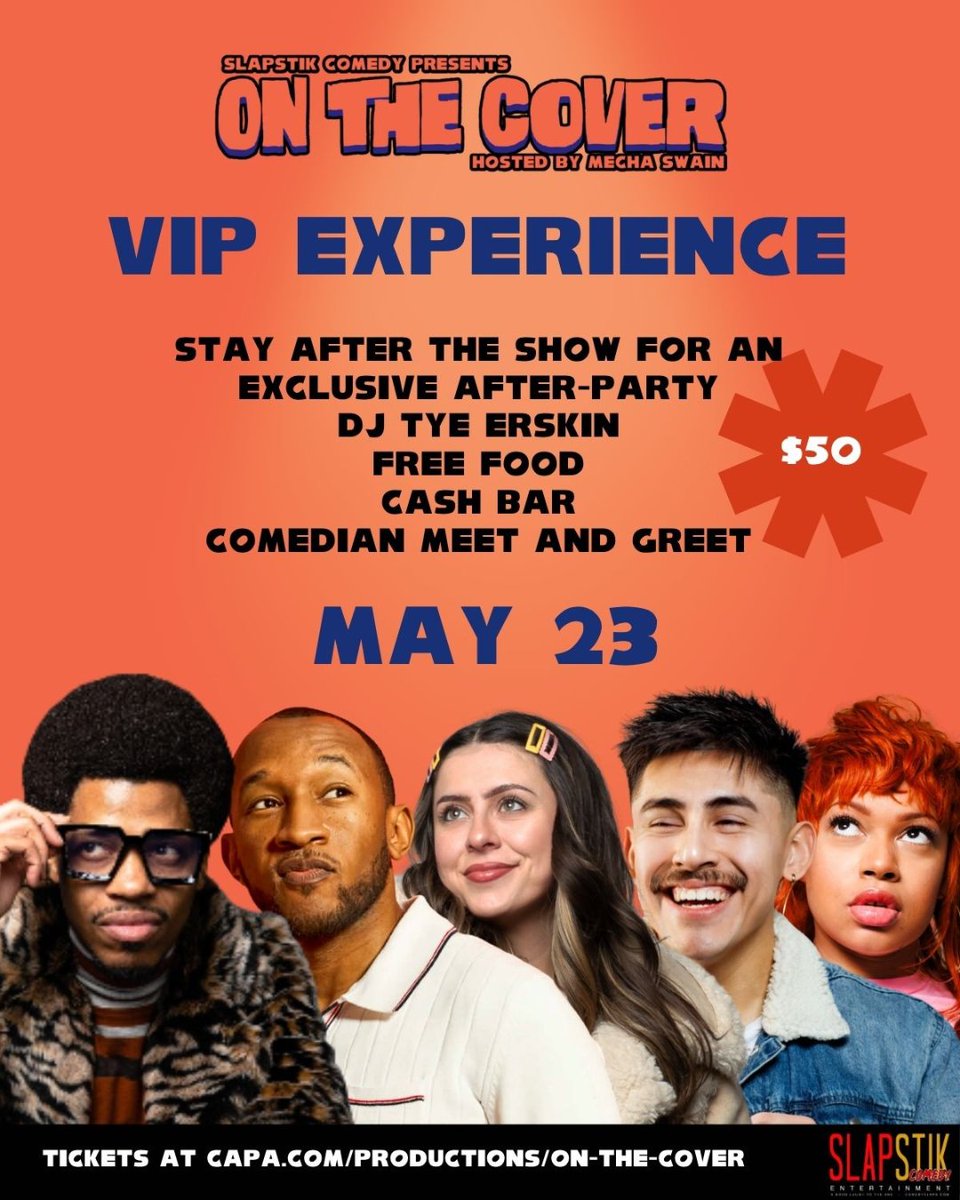 SlapstikComedy's tweet photo. VIPs get the full experience 🔥 Exclusive after‑party, free food, cash bar, and a comedian meet‑and‑greet. VIP tickets now $50 — a show you don’t want to miss. May 23 • Columbus, Ohio https://t.co/OR9f66wPPK

#SlapStikComedy #OnTheCover #ColumbusOhio #ComedyShow #VIPExperience https://t.co/R7eg9J1xYf