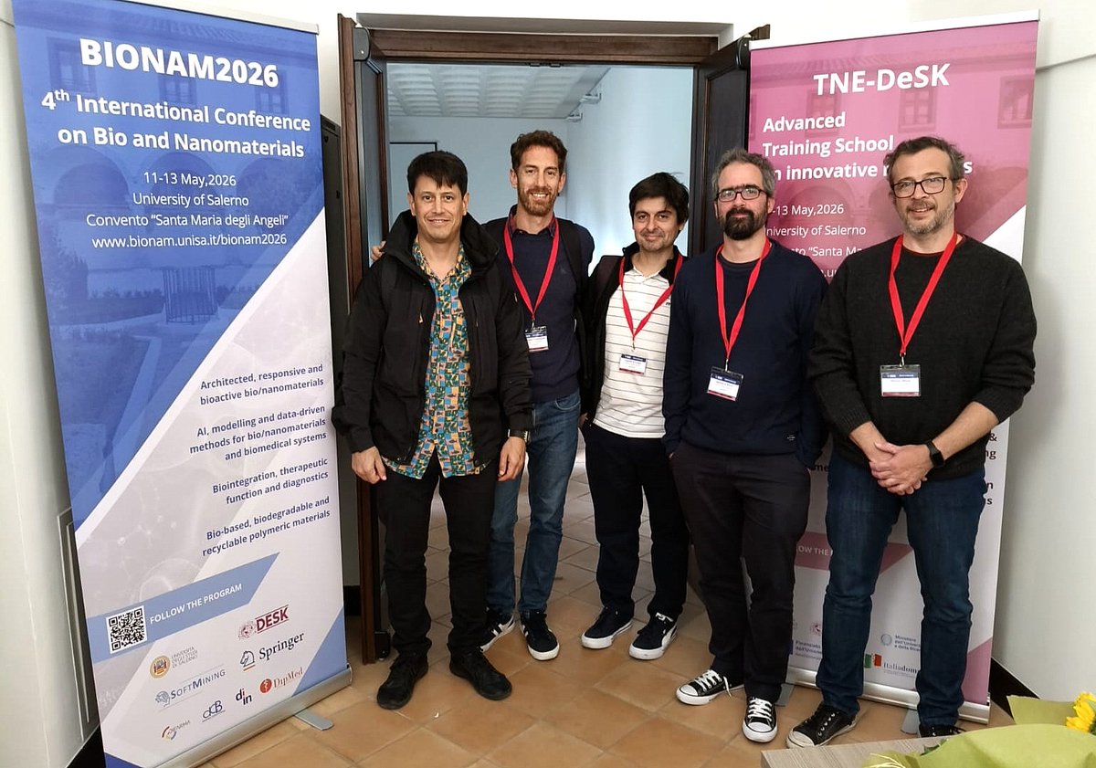 softmatterlab's tweet photo. Soft Matter Laboratory in Italy 🇮🇹

Five members of our group participated in the Advanced Training School on Innovative Materials and in BIONAM 2026 – Bio &amp; Nanomaterials Conference, hosted by the University of Salerno. @UniSalerno https://t.co/WpJh7GdUnD