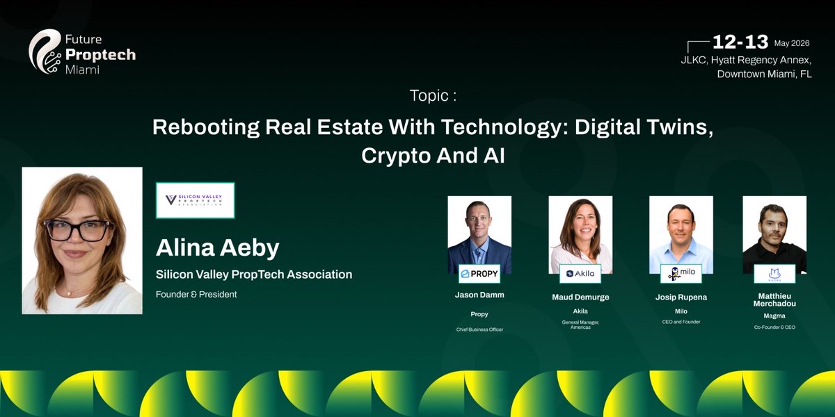 Future_Proptech's tweet photo. Live Now at #FPM26!

Join the panel discussion on “Rebooting Real Estate with Technology, Digital, Crypto &amp; AI,” moderated by Alina Aeby.

Featuring Jason Damm from Propy, Maud Demurge from Akila, Colin McMohan from Milo, and Matthieu Merchadou from Magma

#FPM26 #PropTech #AI https://t.co/nGquH54Mp8