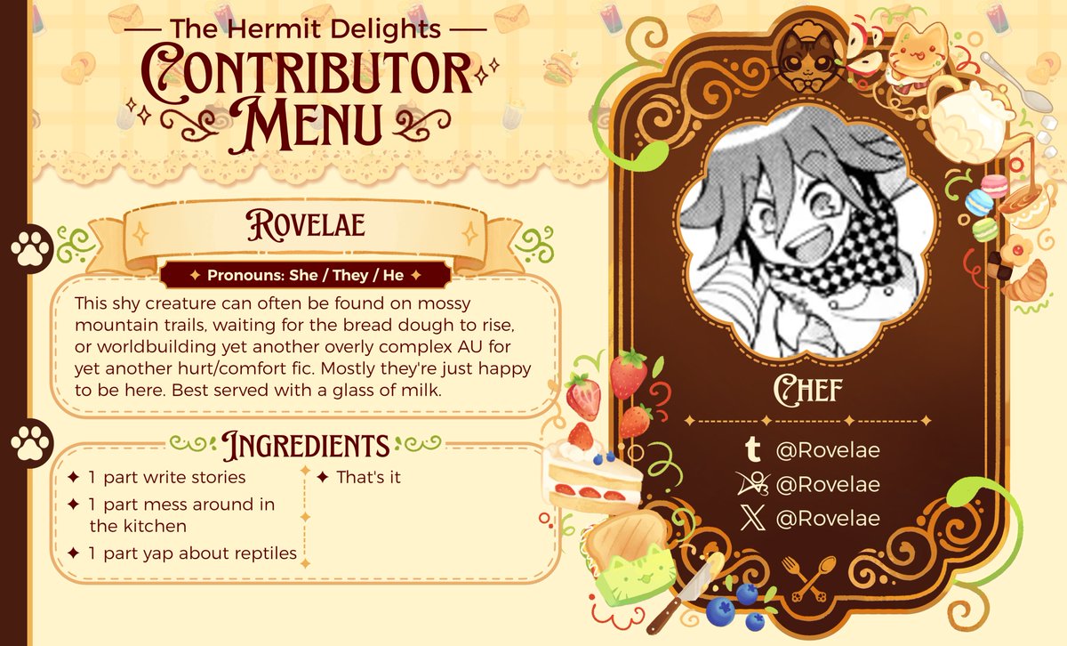 HermitDelights's tweet photo. ✨🍥 Entering the kitchen, @Rovelae ! 🍥✨

Stay tuned for more items to the menu! https://t.co/RCnQmOUJBG